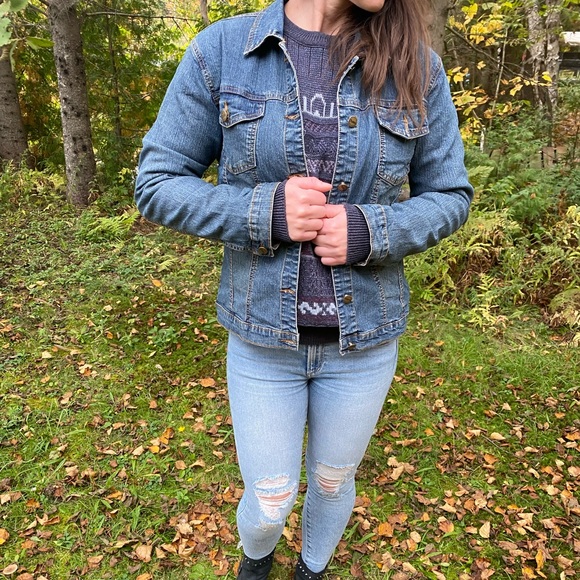 Jeans coat, jacket with flower and butterfly in the back size M - Picture 7 of 10